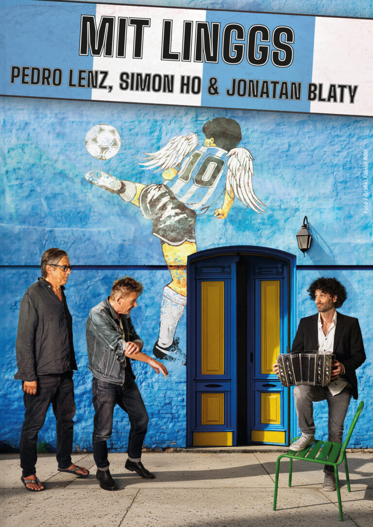 Pedro Lenz, Simon Ho & Jonatan Blaty «Mit Linggs» | Grafik & Foto Fabian Rölli